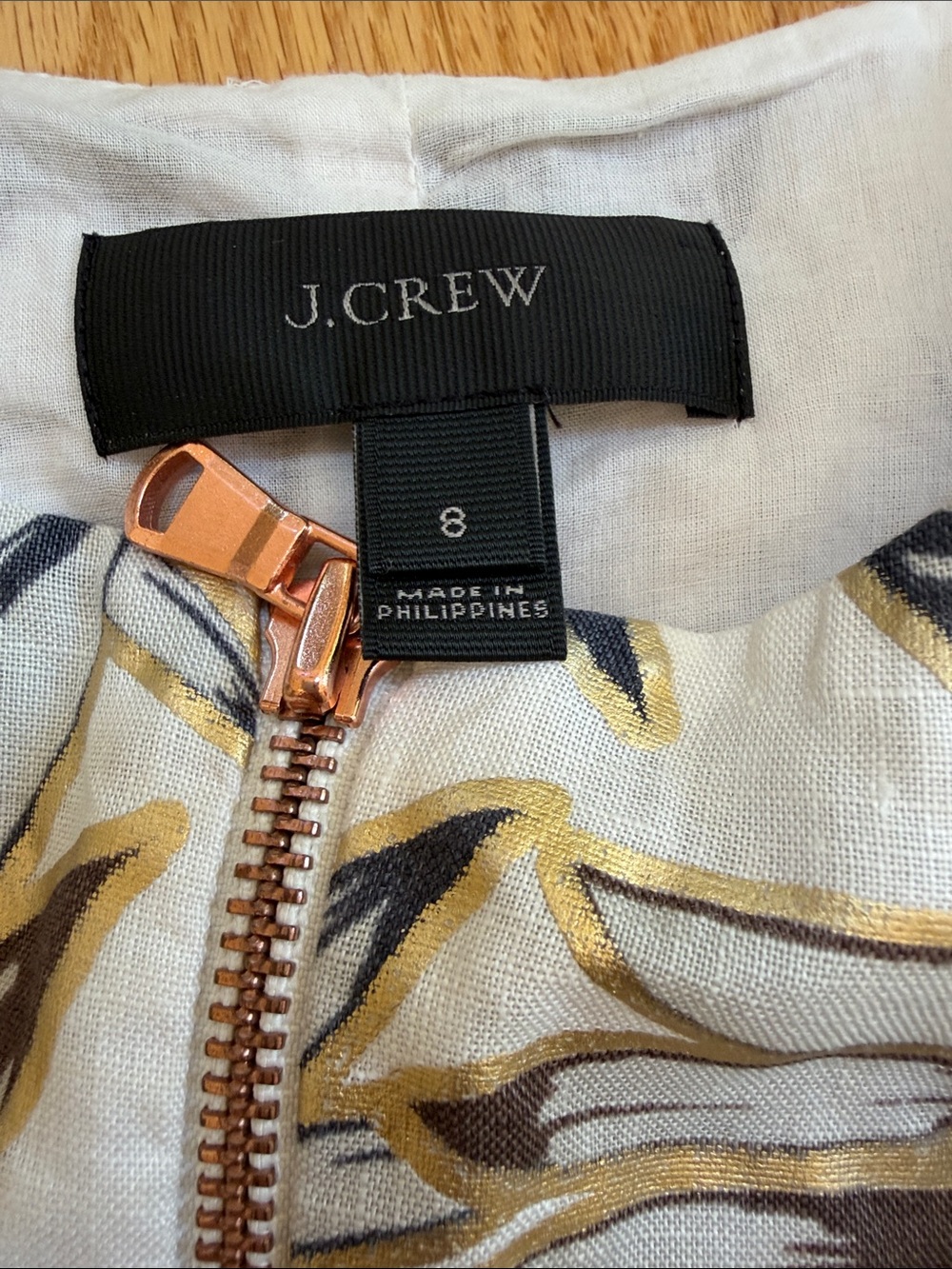 J.Crew SZ 8, front button gold leaf linen dress with pockets. - Picture 7 of 11